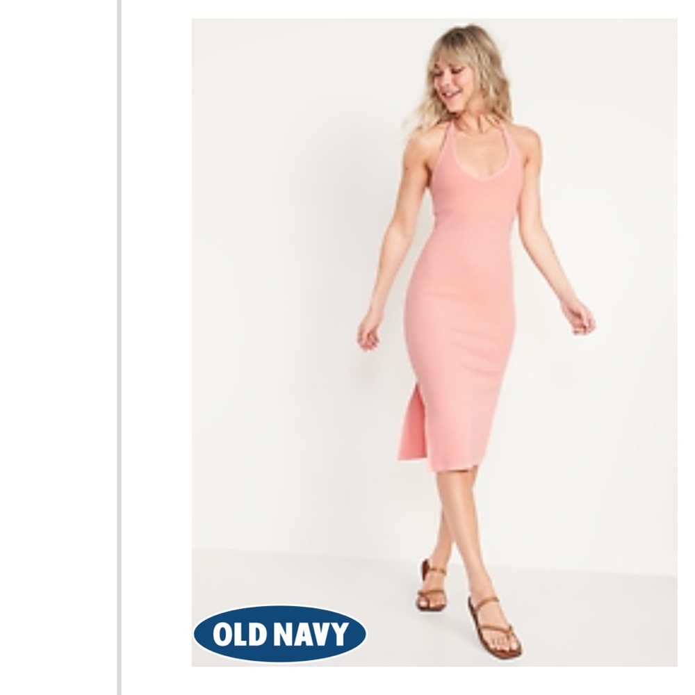 3 for $30 💕 Fitted Rib-Knit Halter Midi Dress for Women